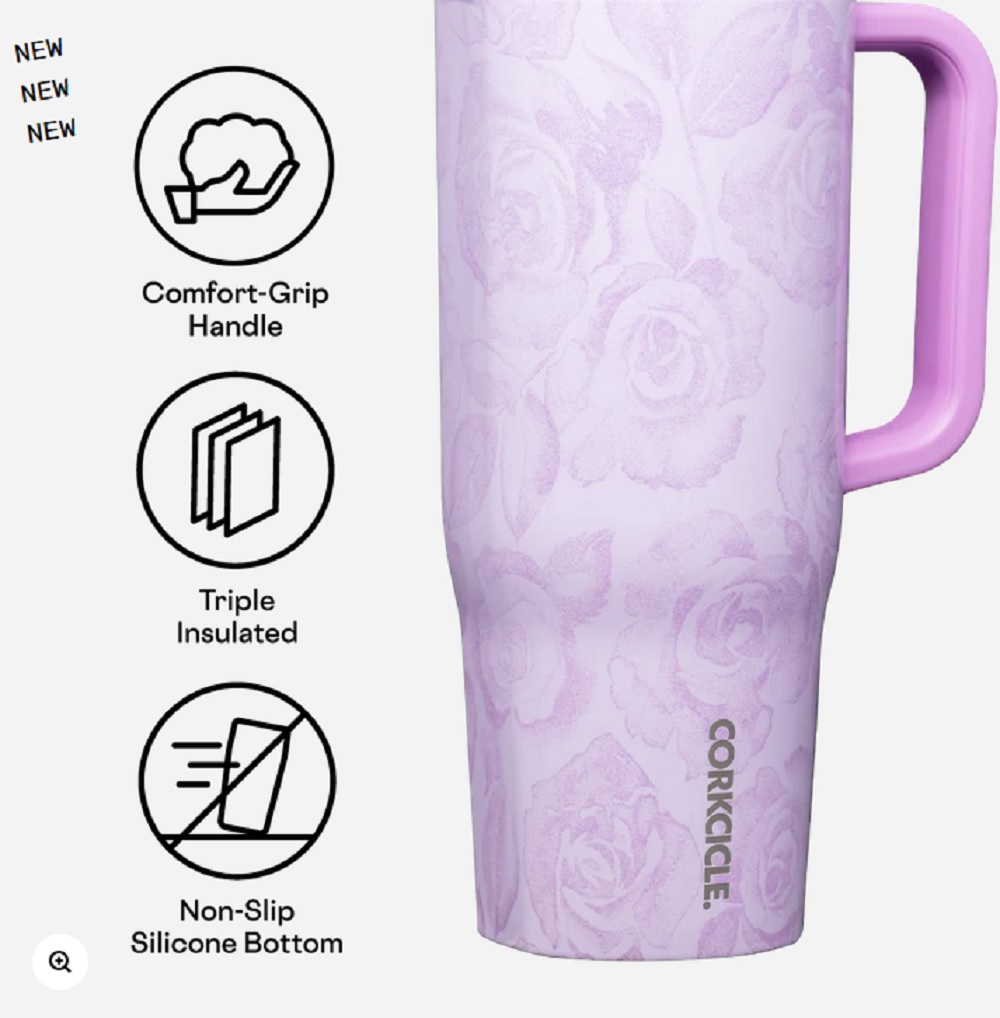 Corkcicle 40oz. Forget Me Not Cruiser Insulated Tumbler with Handle