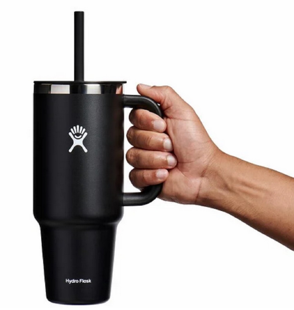 40oz. Insulated Travel Tumbler with Strawlid in Black