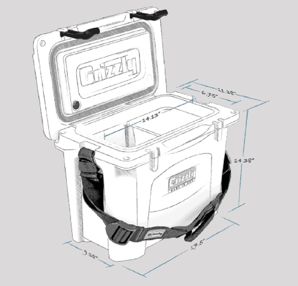 Grizzly 15 Quart Cooler in Gray