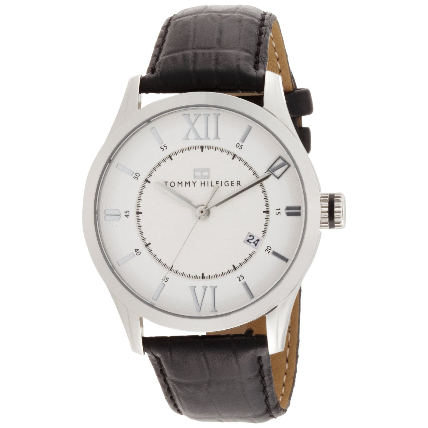 1710207 Tommy Hilfiger Men's Classic Silver-Tone Black Strap Watch