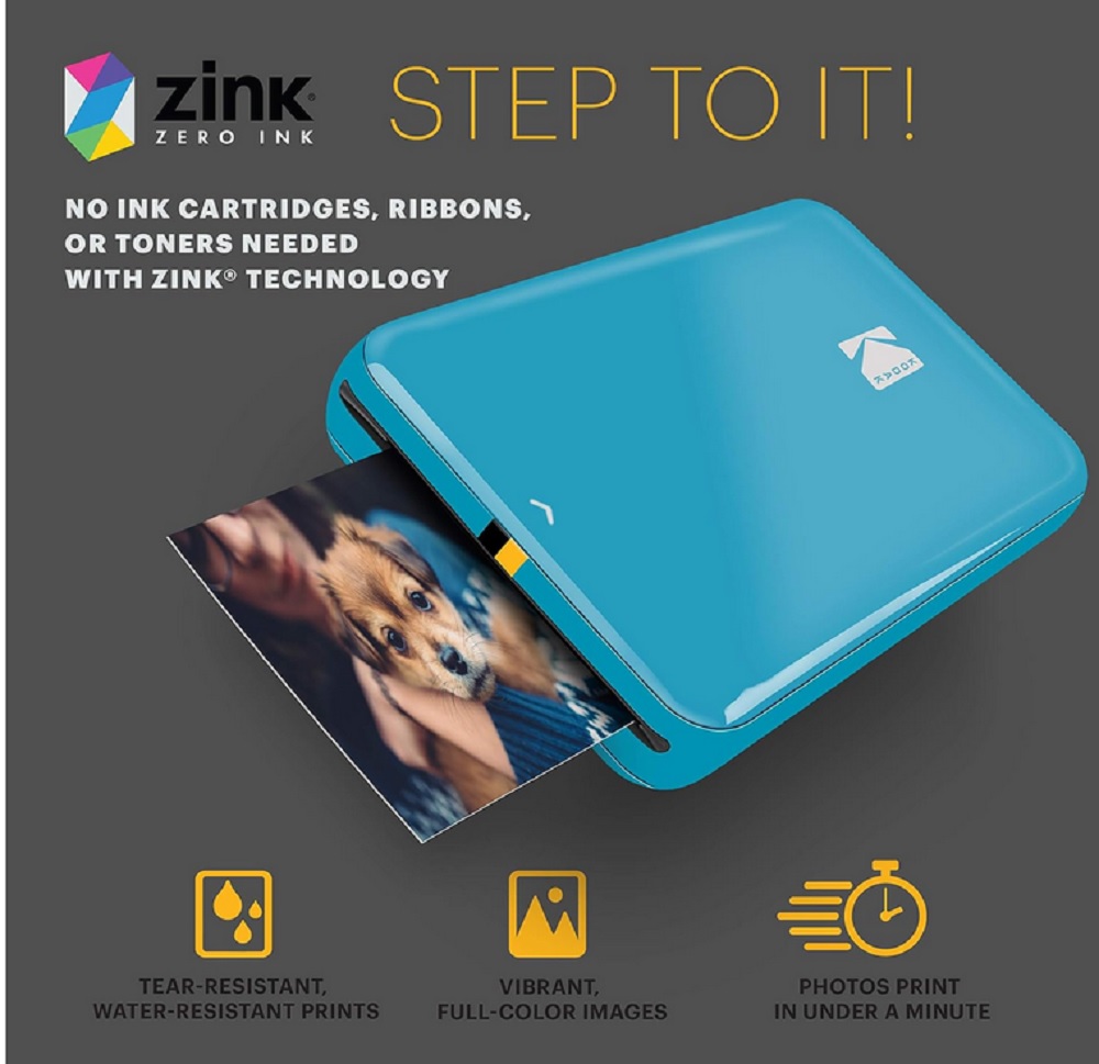 Kodak Zink Step Wireless Mobile 2X3 Photo Printer in Blue