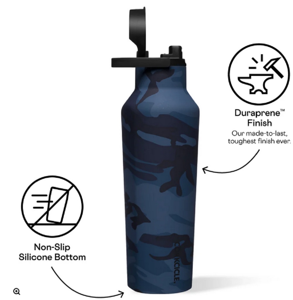 Corkcicle Series A 32oz. Sport Canteen Insulated Water Bottle in Navy Camo