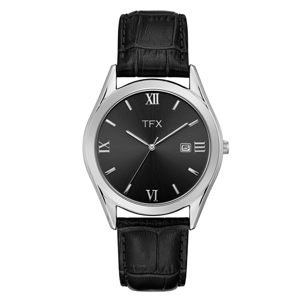 TFX by Bulova Mens Black Leather Strap Watch