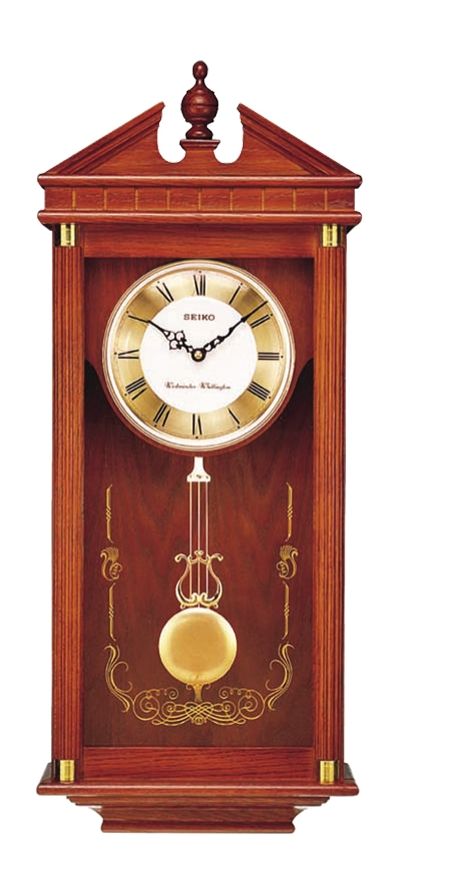 QXH107BLH Seiko Chime W/Pendulum Solid Oak Wall Clock