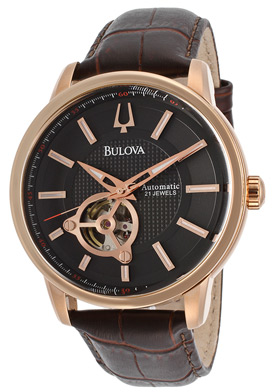97A109 Bulova Men's Automatic Mechanical Brown Leather Strap Watch