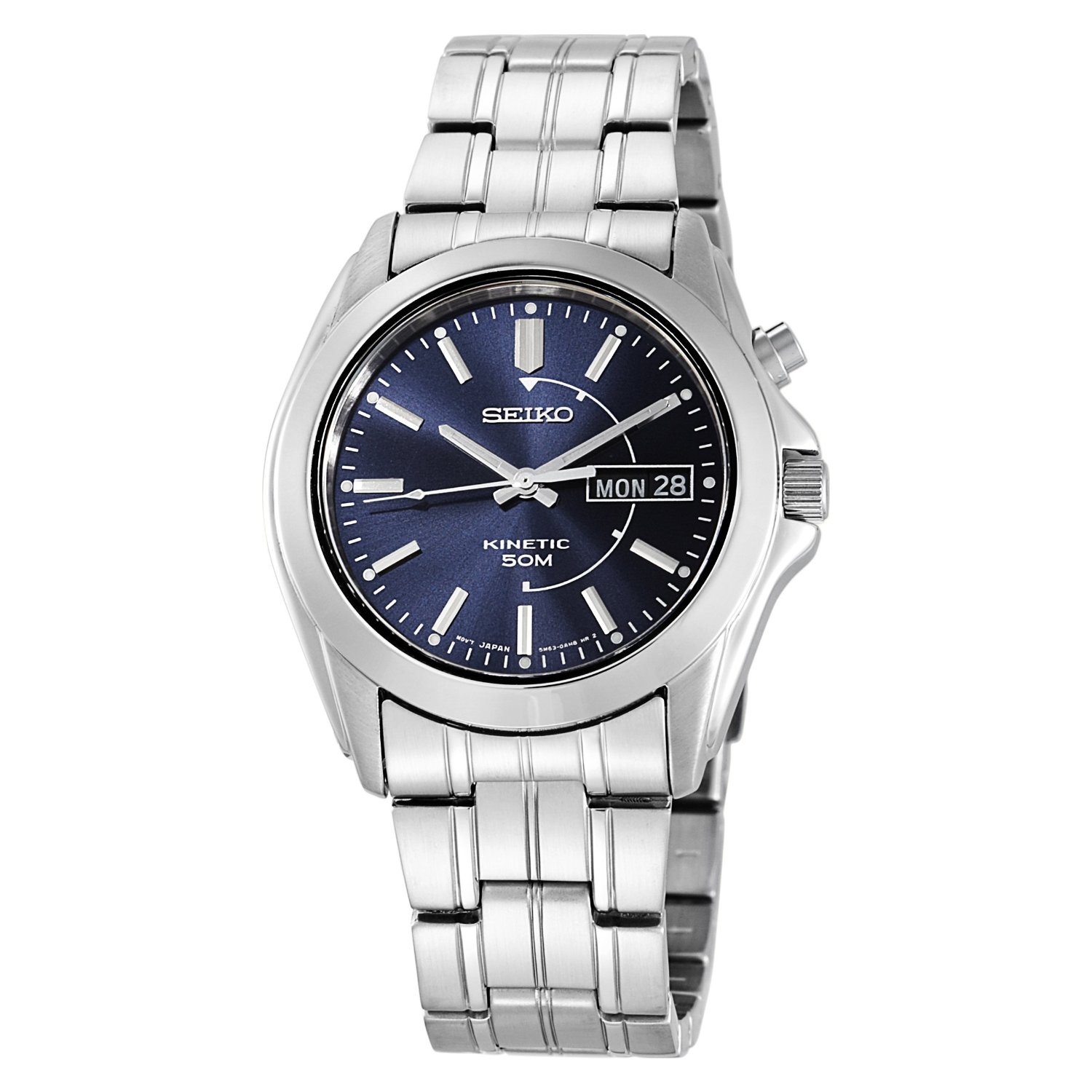 SMY111 Seiko Men's Stainless Steel Kinetic Blue Dial Watch