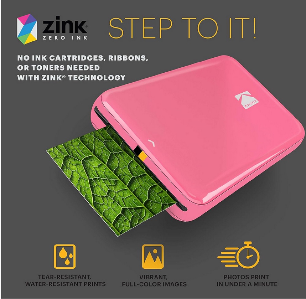 Kodak Zink Step Wireless Mobile 2X3 Photo Printer in Pink