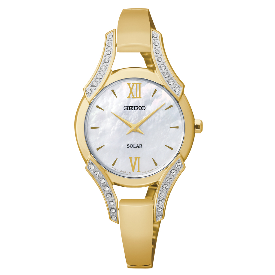 SUP216 Seiko Women's Solar Mother of Pearl Gold-Tone Watch
