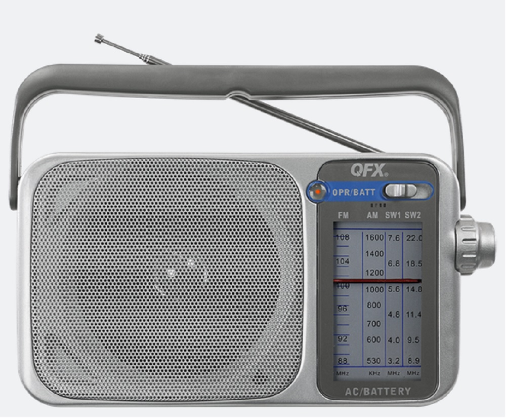 QFX PORTABLE 4-BAND AM/FM/SW1/SW2 RADIO WITH HEADPHONE OUTPUT