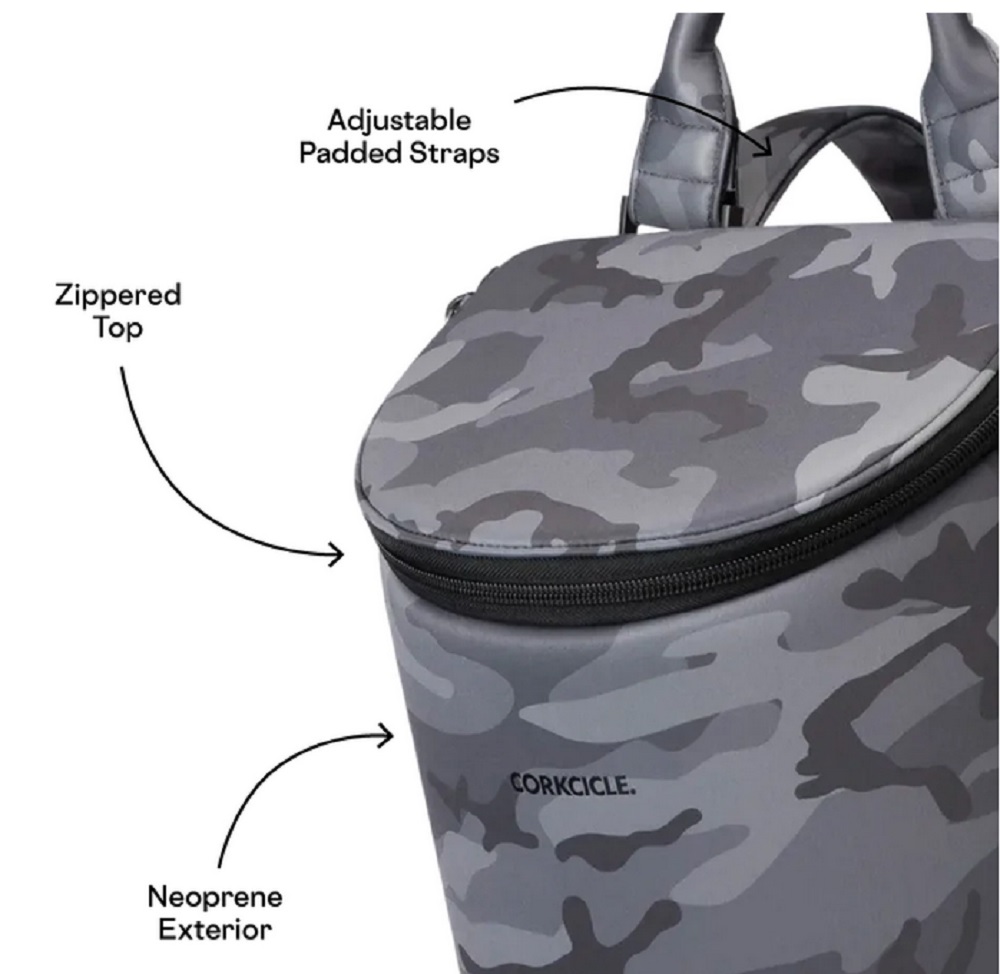 Corkcicle Grey Camo Neoprene Eola Bucket Cooler Bag