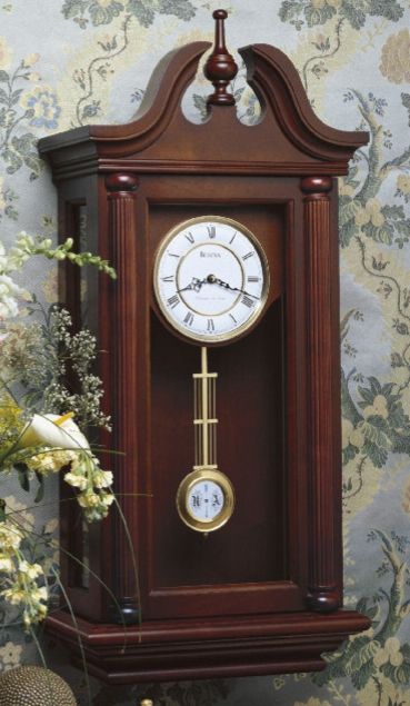 C4456 Bulova Manchester Chiming Pendulum Wall Clock w/ Hinged Front Door