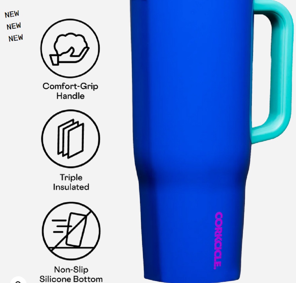 Corkcicle 40oz. 80's Windbreaker Cruiser Insulated Tumbler with Handle