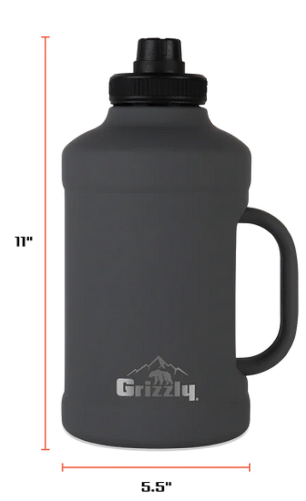 Grizzly 64oz. Stealth Gray Water Bottle