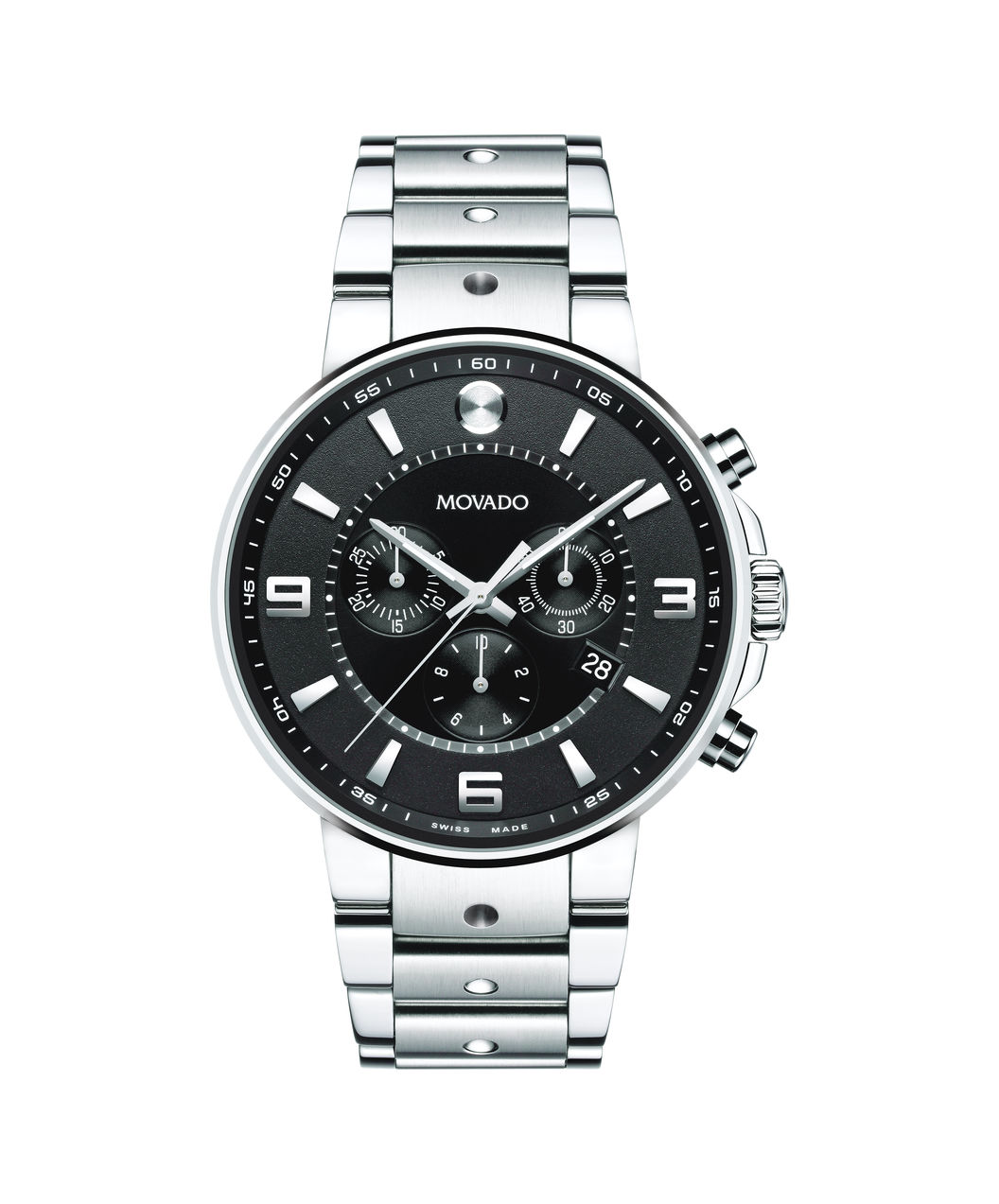 0606759 Movado SE Pilot Black Dial Stainless Steel Chronograph Men's Watch 