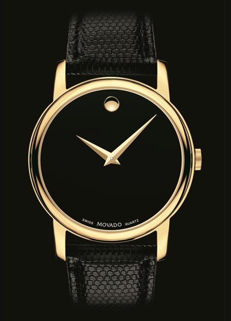 Movado men's 2100005 museum shop gold classic leather watch