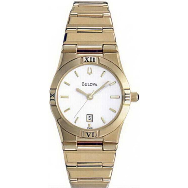 97M100 Bulova Ladies Gold-Tone Dress Watch w/ Calendar & Long Term Continuity