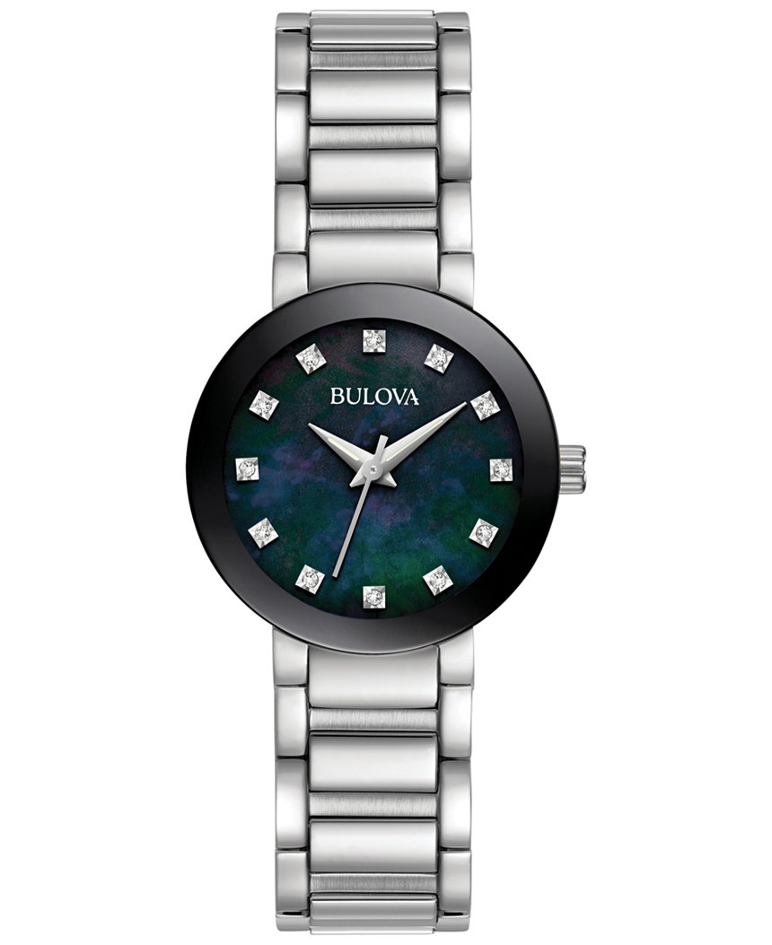 Bulova Womens Diamond Accent Stainless Steel Bracelet Watch