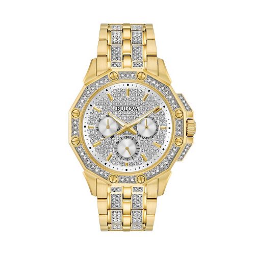 Bulova Mens Gold Stainless Steel Crystals Collection Chronograph Watch