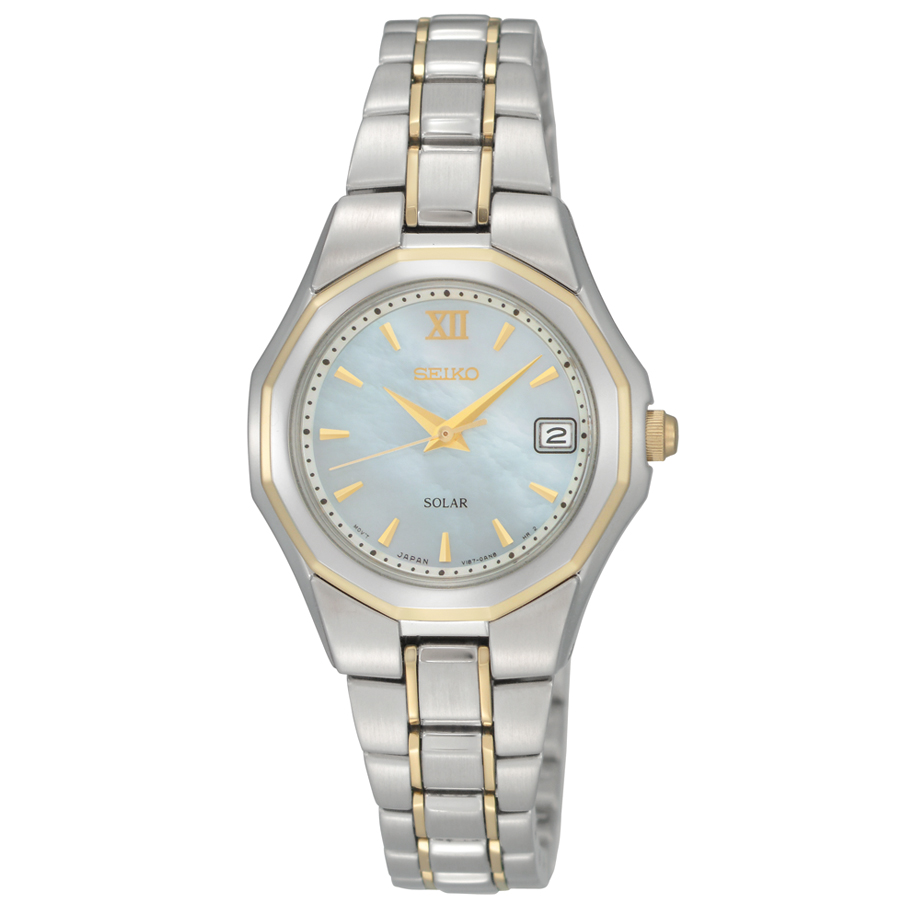 SUT058 Seiko Women's Solar Stainless Steel Two Tone Mother-of-Pearl Watch