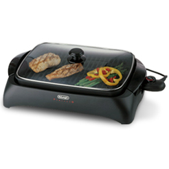 BG24 DeLonghi Healthy Indoor Grill with Die-Cast Aluminum Non-Stick Cooking Surface