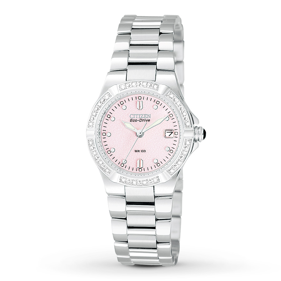 EW0890-58X Citizen Women's Eco-Drive Diamond Bezel Pink Dial Watch