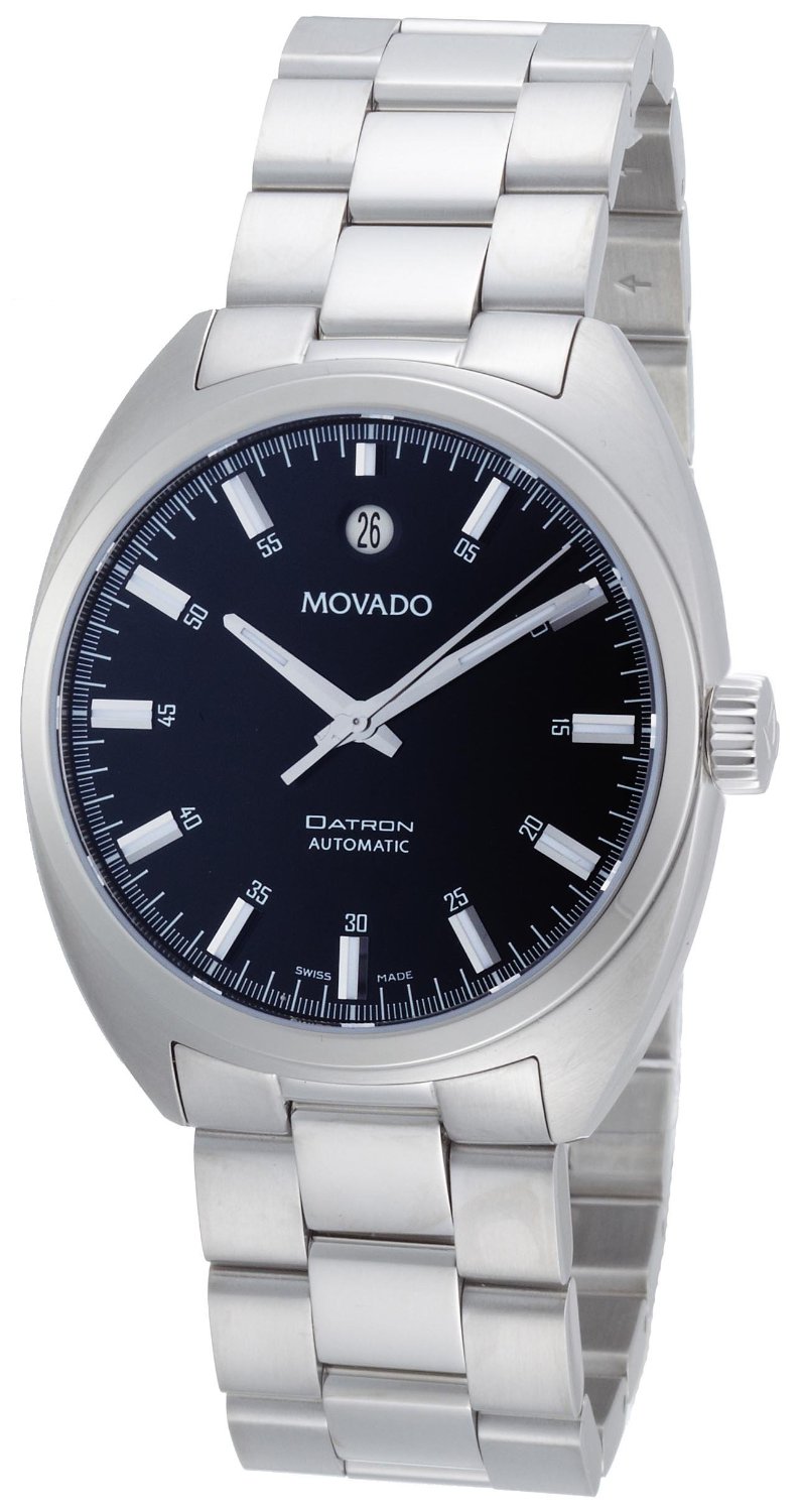 0606359 Movado Men's Datron Stainless-Steel Black Round Dial Watch