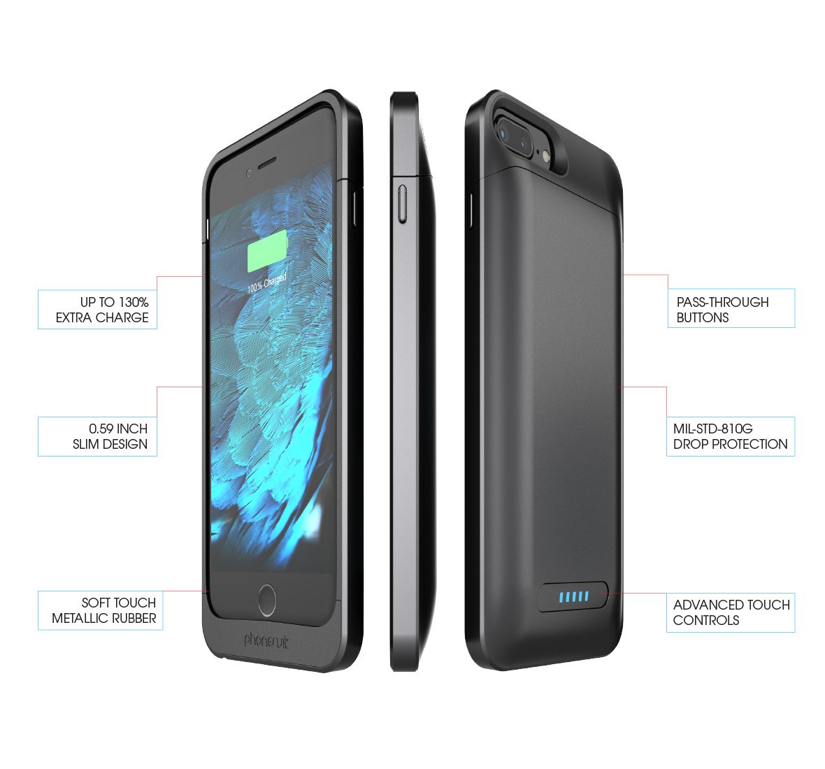 PS-ELITE-IP7PL-BLK PhoneSuit Elite 7 Plus Battery Case for iPhone 7 Plus