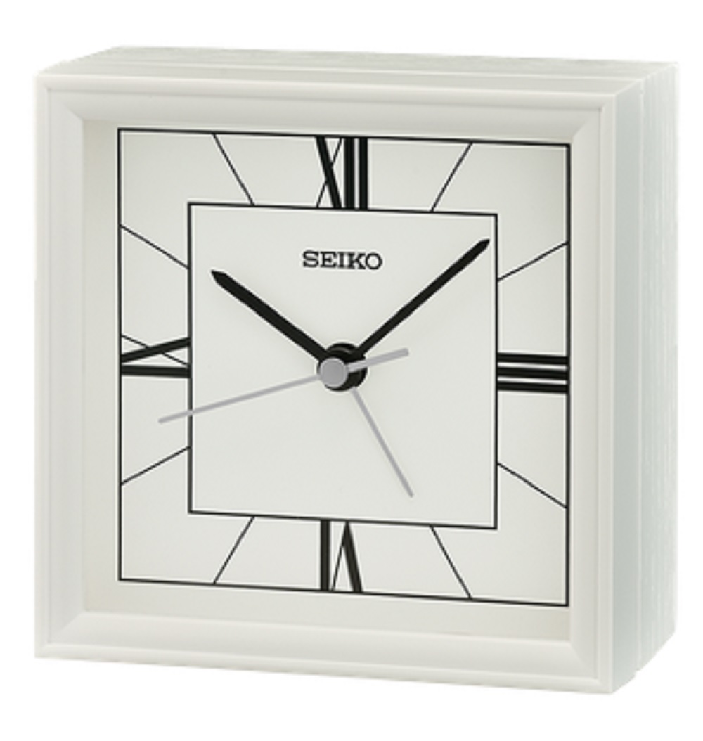 Seiko Seihokei Bedside Alarm Clock in White