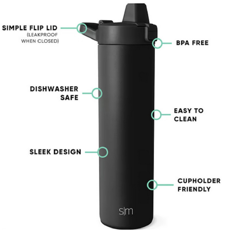 simpleModern Mesa 24oz. with Simple Flip Filter Straw Lid in MidNight Black