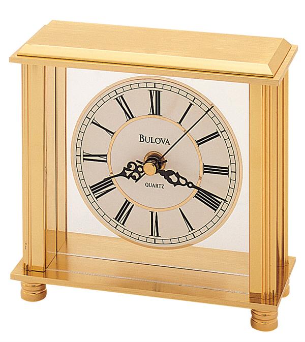 B1703 Bulova Cheryl Brass Tone Table Clock