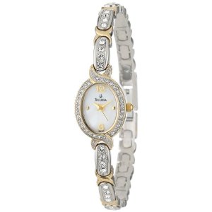 98L005 Bulova Womens Crystal Two-Tone Bangle Bracelet Watch
