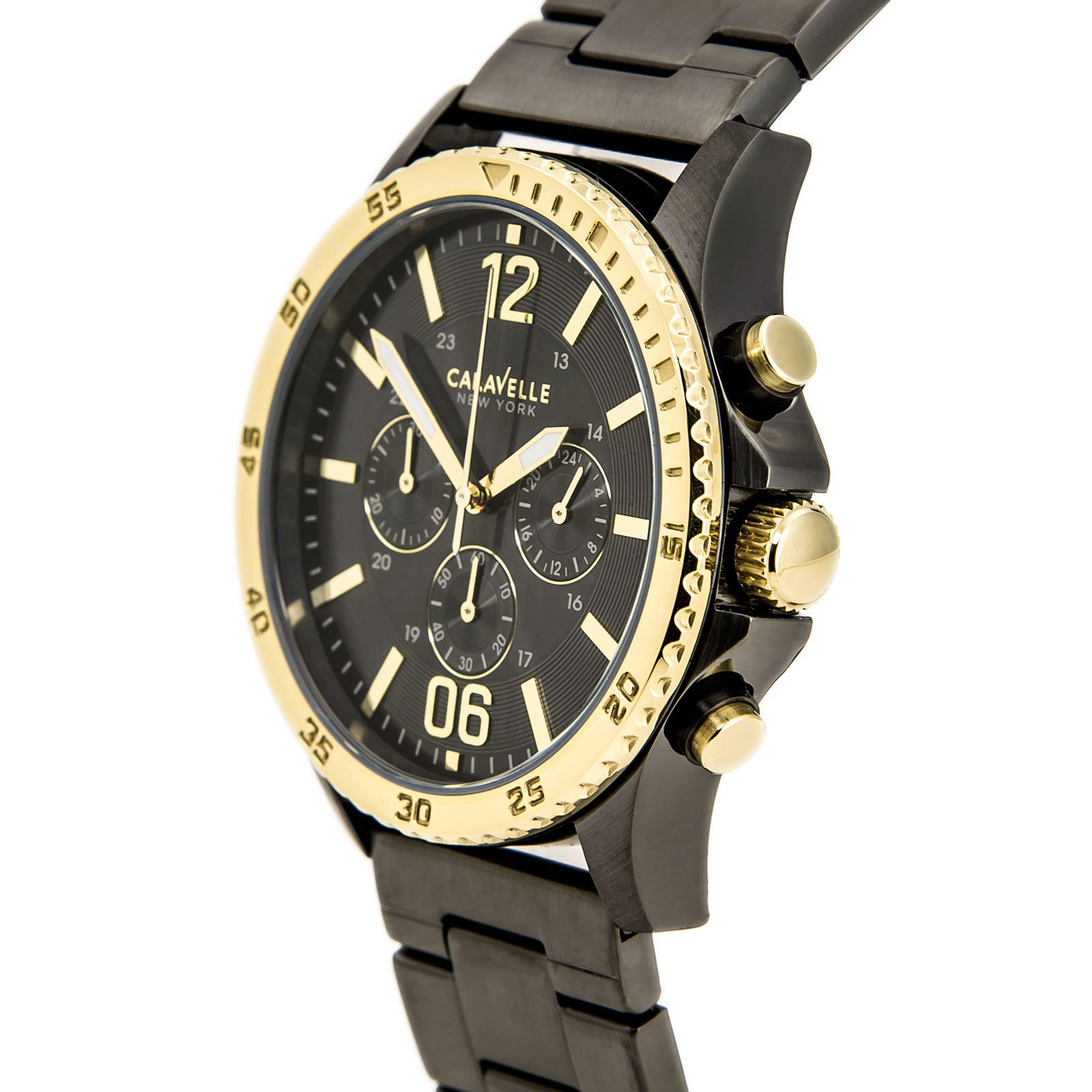 45A119 Caravelle New York Men's Analog Chronograph Display Japanese Quartz Black Watch