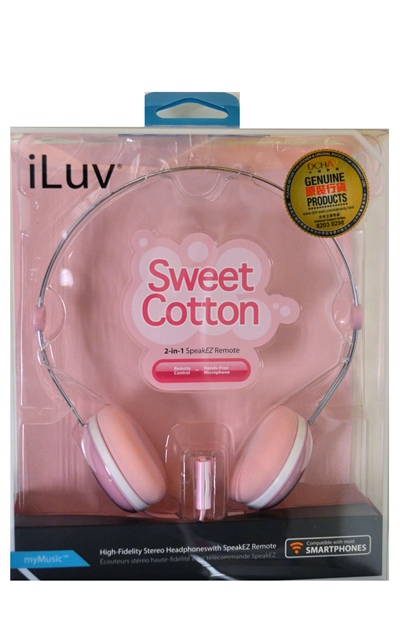 iHP613 iLuv Sweet Cotton Candy  High-Fidelity Stereo Headphones with SpeakEZ Remote for iPad/iPod/iPhone