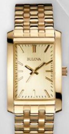 Bulova Mens Corporate Collection Gold Watch w/ Engravable Buckle