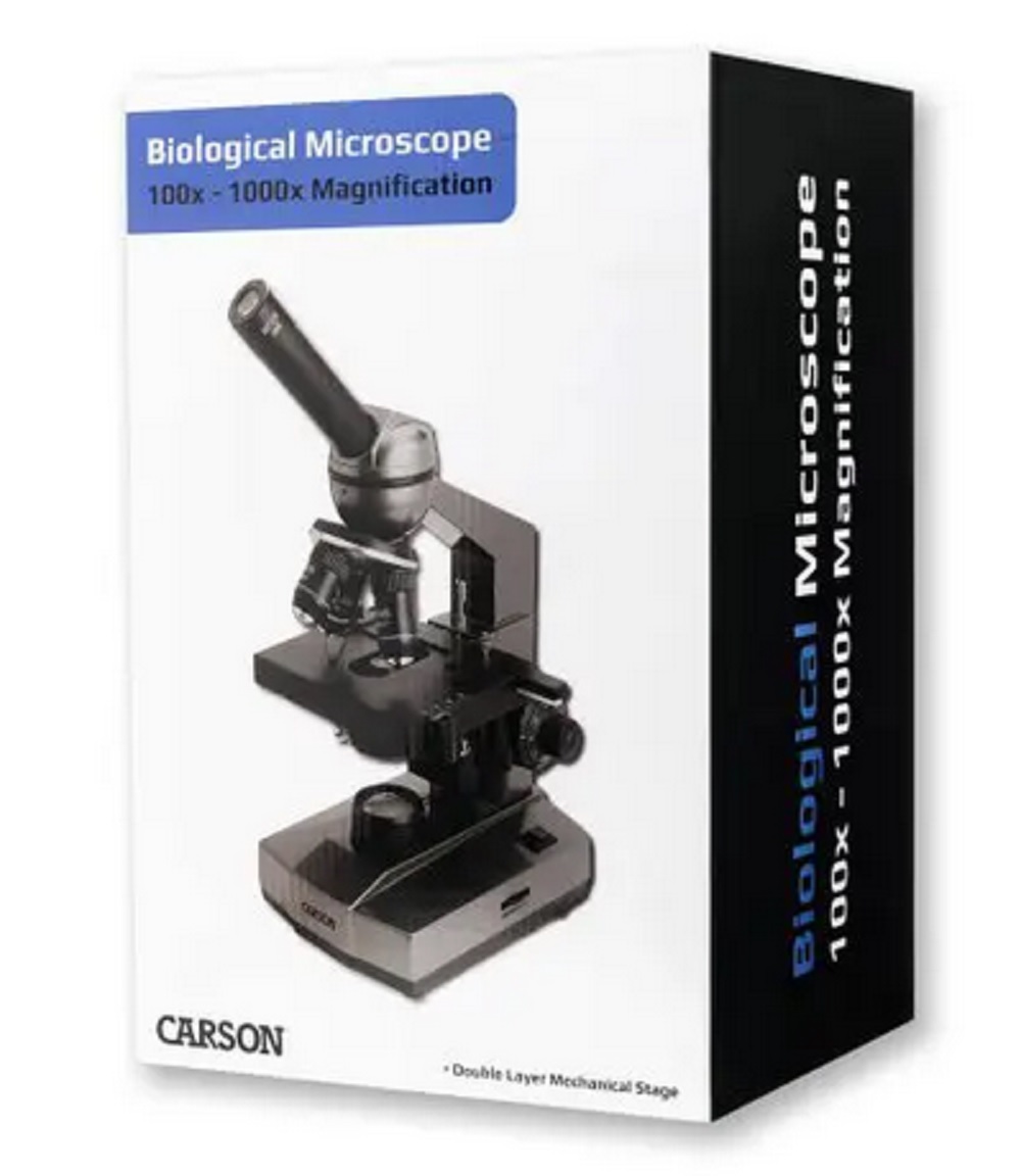 Carson Intermediate 100x-1000x LED Compound Microscope with Mechanical Stage