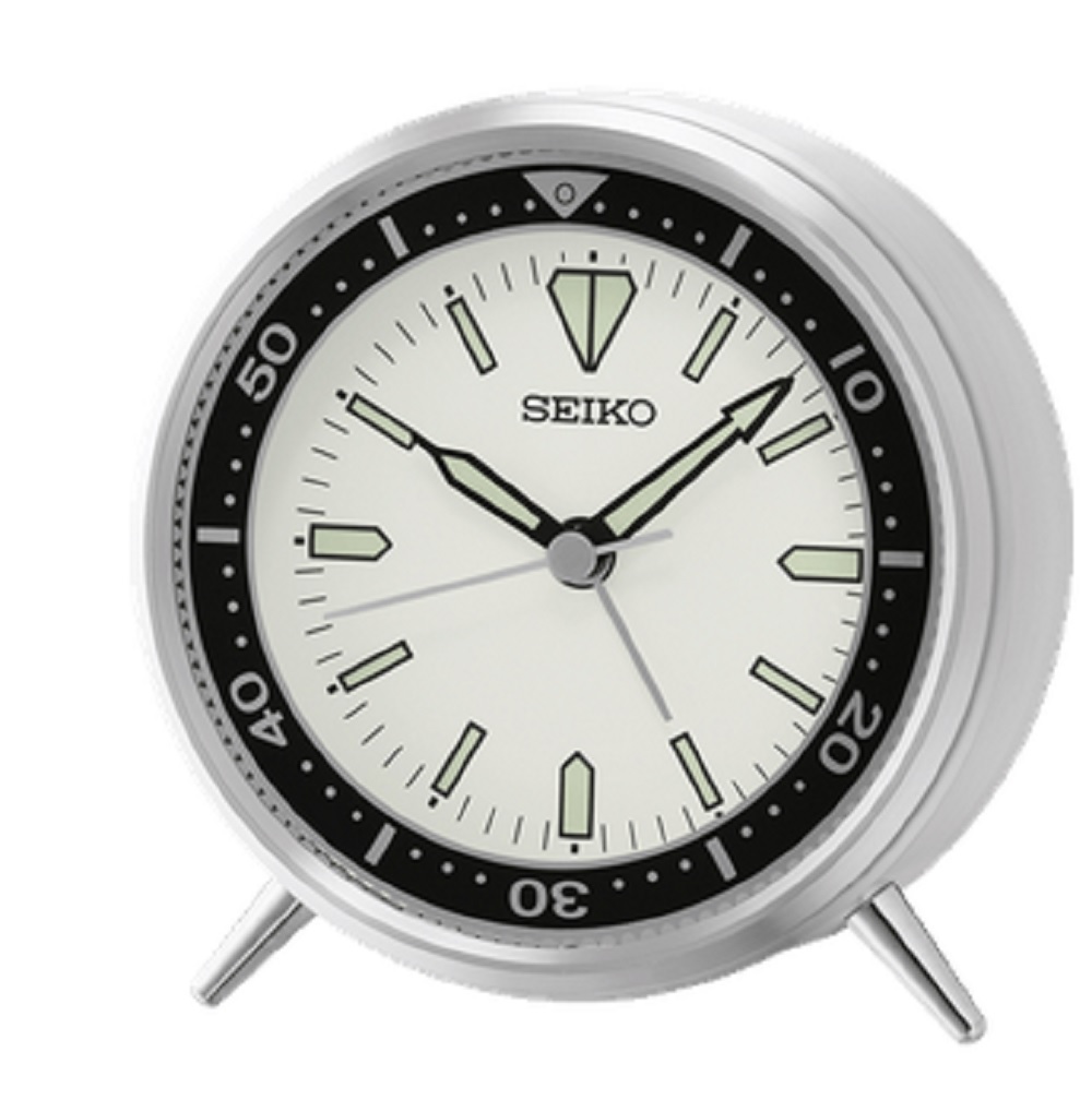 Seiko Mai T Bedside Alarm Clock in Silver