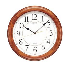 QXA129BLH Seiko Oak Round Wall Clock