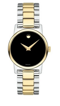 MOVADO Classic Museum Quartz Black Dial Ladies Two-Tone Stainless Steel Watch