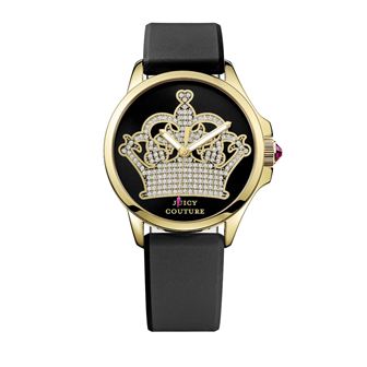 1901142 Ladies Jetsetter. Gold Plated/SS Case. Black Dial w/ Diamond dust Crown.