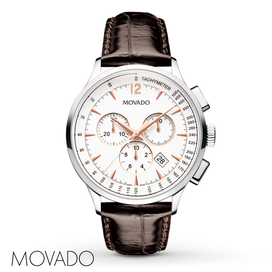 606576 Movado Men's Watch Circa Chronograph Brown Strap Watch