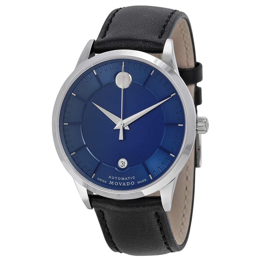 0606874 Automatic Blue Dial Black Leather Band Men's Watch 
