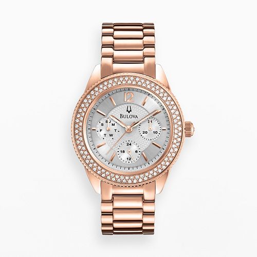 Bulova Silver Dial Rose Gold-plated Ladies Watch