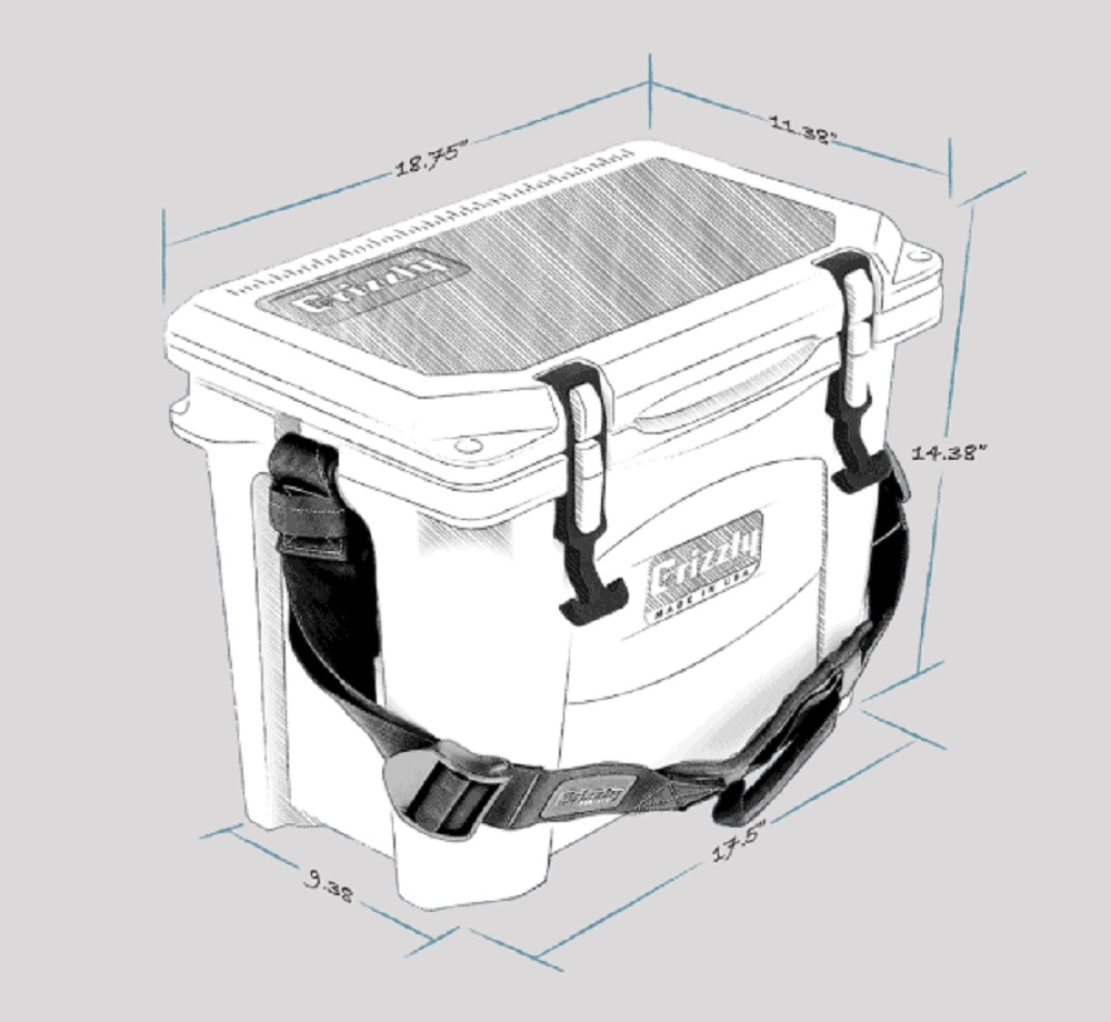 Grizzly 15 Quart Cooler in Gray