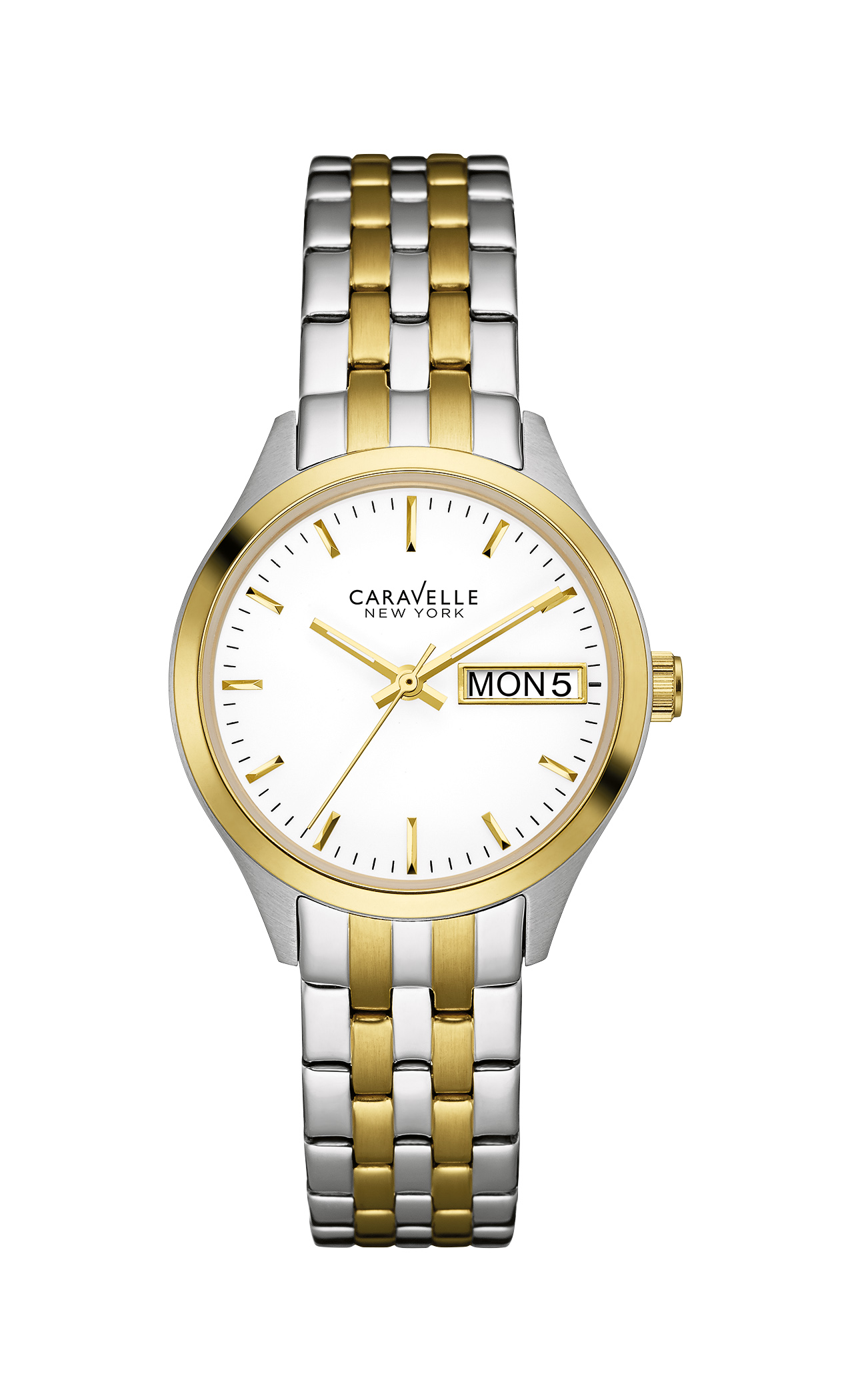 45N102 Caravelle New York Ladies Corporate Exclusive Two-Tone Stainless Steel White Dial Watch