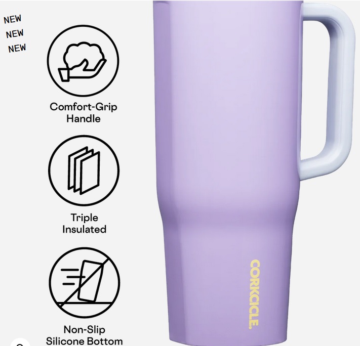 Corkcicle 40oz. Purple Dolphin Cruiser Insulated Tumbler with Handle