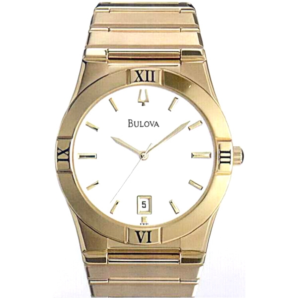 97B101 Bulova Mens Gold-Tone Dress Watch w/ Calendar & Long Term Continuity