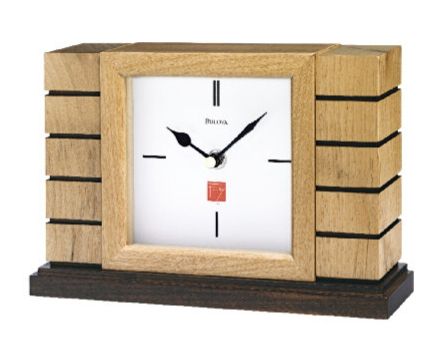 B1659 Bulova Usonian II Natural Solid Wood Frank Lloyd Wright Mantel Clock