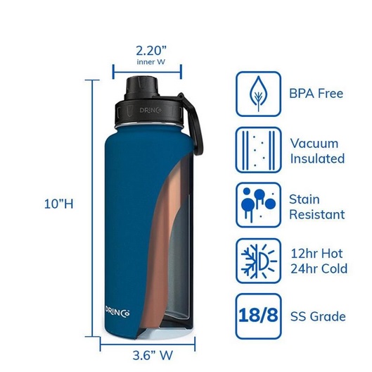 Vacuum Insulated Water Bottle 32oz in Royal Blue