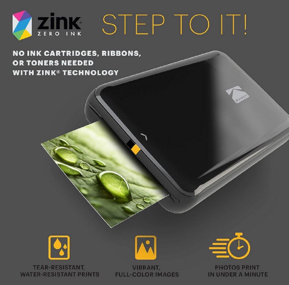 Kodak Zink Step Wireless Mobile 2X3 Photo Printer in Black