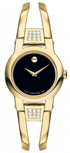 604984 Movado Women's Amorosa Gold-Plated Diamond Accented Bangle Bracelet Watch